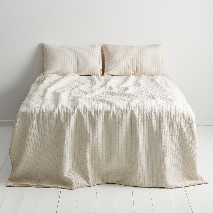 Linen Quilted Coverlet Natural