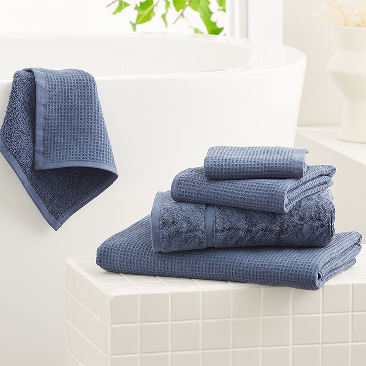 Cotton Waffle Bath Towel - Vintage Indigo