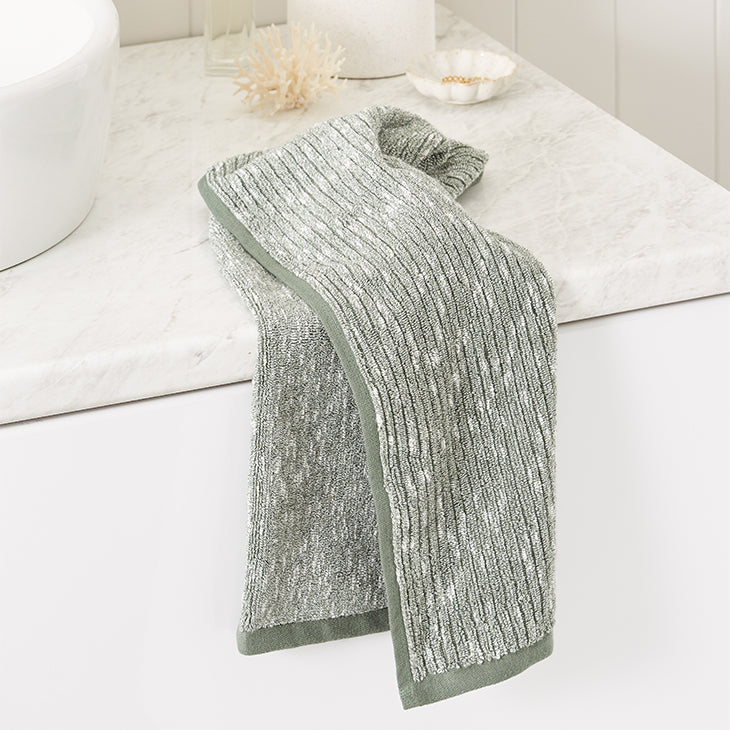 Cotton Textured Rib Hand Towel - Laurel Wreath / Tofu